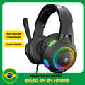Headset Gamer RGB LED para PC – Som Imersivo e Design Iluminado